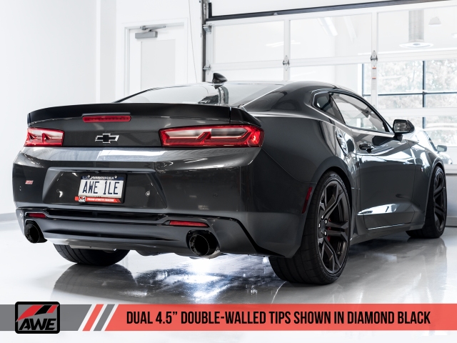 AWE-TUNING TRACK EDITION Resonated Cat-Back Exhaust w/ Quad Outlet Diamond Black Tips (2016-2020 Camaro SS & ZL1)