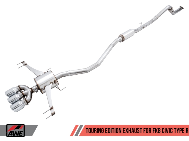 AWE-TUNING TOURING EDITION Cat-Back Exhaust w/ Triple Chrome Silver Tips (2017-2021 Civic Type R)