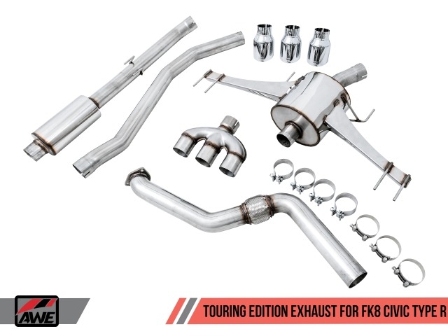 AWE-TUNING TOURING EDITION Cat-Back Exhaust w/ Triple Chrome Silver Tips (2017-2021 Civic Type R)