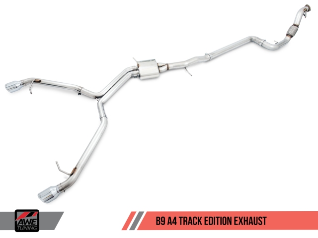 AWE-TUNING TRACK EDITION Exhaust w/ Dual Outlet Chrome Silver Tips (2017-2018 Audi A4 2.0L I4 AWD)