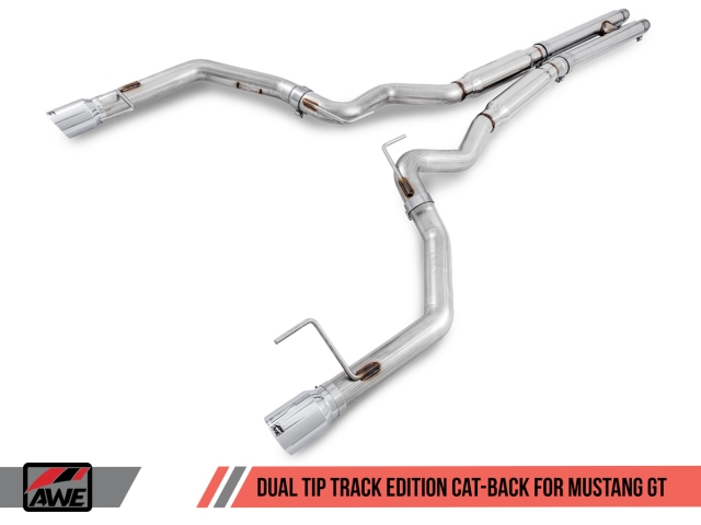 AWE-TUNING TRACK EDITION Cat-Back Exhaust w/ Dual Chrome Silver Tips (2015-2017 Mustang GT)
