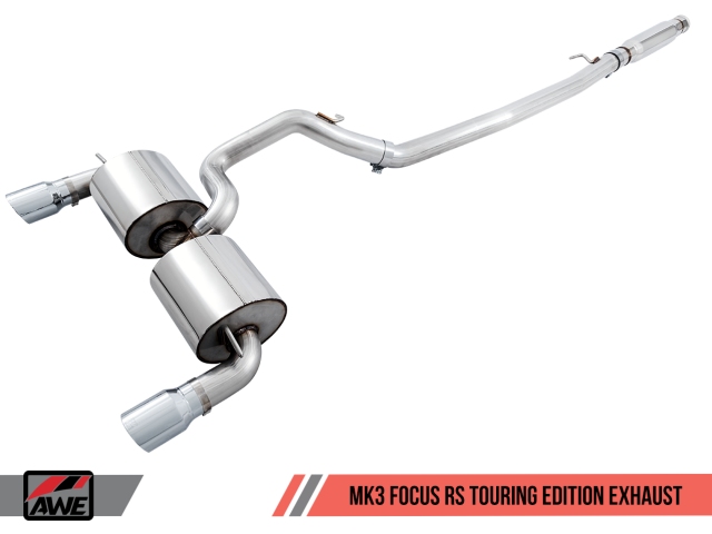 AWE-TUNING TOURING EDITION Resonated Cat-Back Exhaust w/ Silver Chrome Tips (2016-2018 Focus RS)