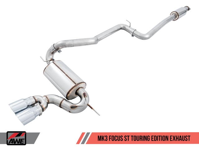 AWE-TUNING TOURING EDITION Resonated Cat-Back Exhaust w/ Chrome Silver Tips (2013-2018 Focus ST)