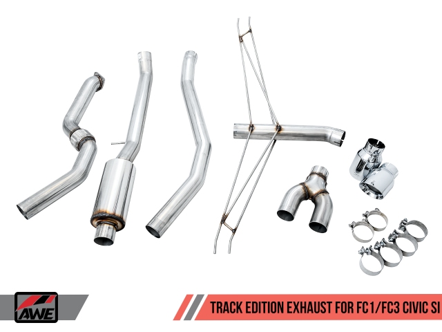 AWE-TUNING TRACK EDITION Cat-Back Exhaust w/ Dual Chrome Silver Tips (2017-2020 Civic Si)