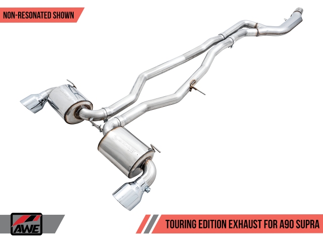 AWE-TUNING TOURING EDITION Non-Resonated Cat-Back Exhaust w/ Chrome Silver Tips (2020 GR Supra) - Click Image to Close