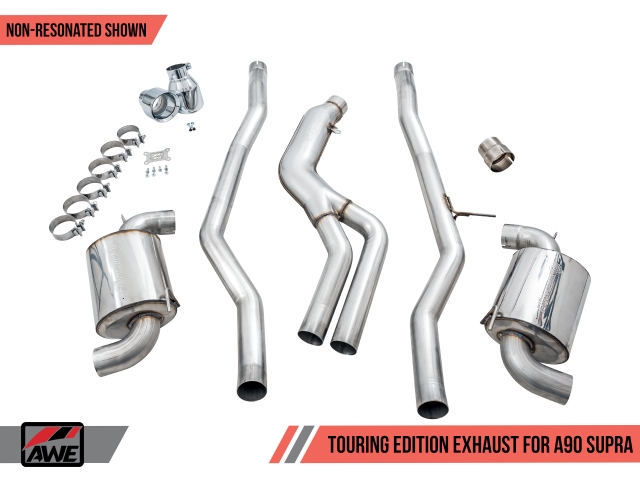 AWE-TUNING TOURING EDITION Non-Resonated Cat-Back Exhaust w/ Chrome Silver Tips (2020 GR Supra) - Click Image to Close