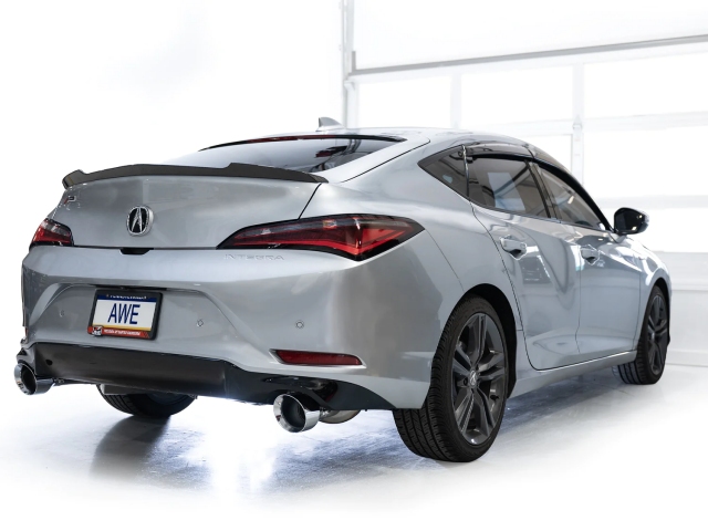 AWE-TUNING TRACK EDITION Cat-Back Exhaust w/ Dual Chrome Silver Tips (2022-2023 Honda Civic Si & Acura Integra A-Spec) - Click Image to Close