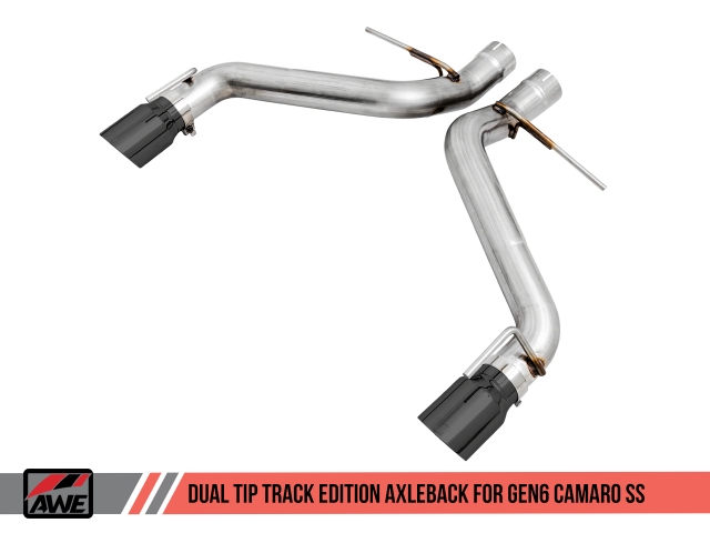 AWE-TUNING TRACK EDITION Axle-Back Exhaust w/ Dual Outlet Diamond Black Tips (2016-2020 Camaro SS) - Click Image to Close