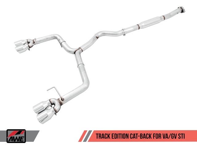 AWE-TUNING TRACK EDITION Cat-Back Exhaust w/ 102mm Quad Chrome Silver Tips (2011-2020 Impreza WRX & WRX STi)