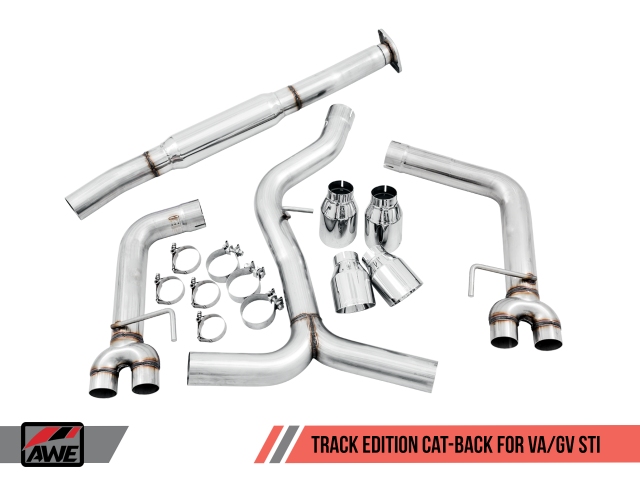 AWE-TUNING TRACK EDITION Cat-Back Exhaust w/ 102mm Quad Chrome Silver Tips (2011-2020 Impreza WRX & WRX STi)