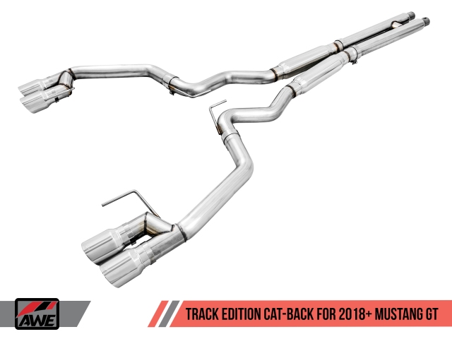 AWE-TUNING TRACK EDITION Cat-Back Exhaust w/ Quad Chrome Silver Tips (2018-2020 Mustang GT)