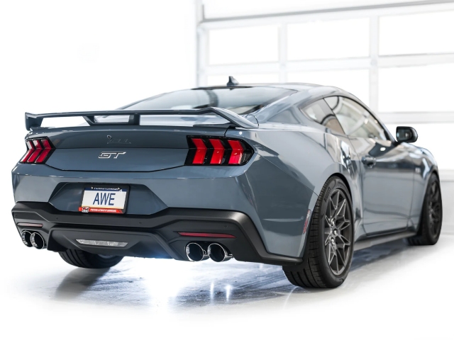 AWE-TUNING TRACK EDITION Cat-Back Exhaust w/ Quad Chrome Silver Tips (2024 Ford Mustang GT)