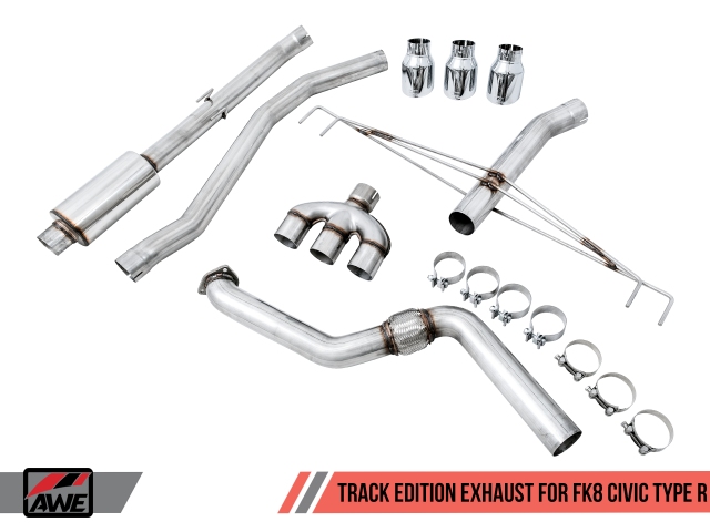 AWE-TUNING TRACK EDITION Cat-Back Exhaust w/ Triple Chrome Silver Tips (2017-2021 Civic Type R)