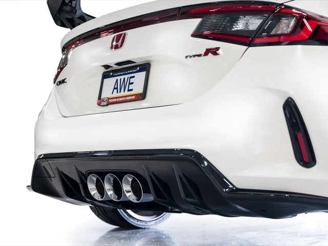 AWE-TUNING TRACK EDITION Cat-Back Exhaust w/ Triple Chrome Silver Tips (2023-2024 Honda Civic Type R) - Click Image to Close
