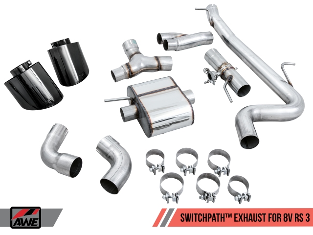 AWE-TUNING SWITCHPATH Exhaust w/ Diamond Black RS Tips (2017-2019 Audi RS 3)