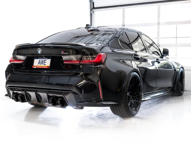 AWE-TUNING SWITCHPATH Cat-Back Exhaust w/ Quad Diamond Black Tips (2021-2023 BMW M3, M3 competition, M4 & M4 competition) - Click Image to Close