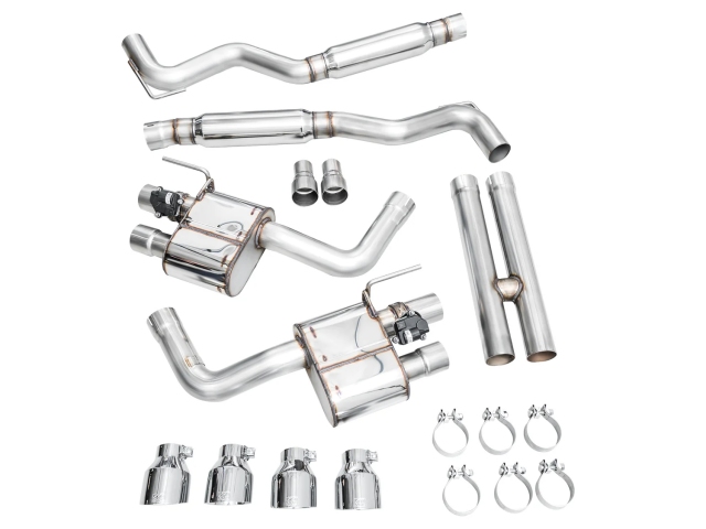 AWE-TUNING SWITCHPATH Cat-Back Exhaust w/ Quad Chrome Silver Tips (2024 Ford Mustang GT)