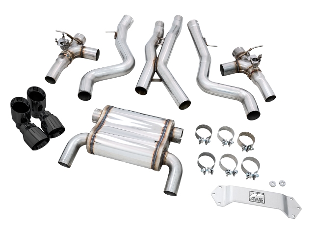 AWE-TUNING SWITCHPATH Cat-Back Exhaust w/ Diamond Black Tips (2015-2020 BMW M3 & M4) - Click Image to Close