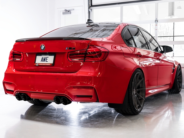 AWE-TUNING SWITCHPATH Cat-Back Exhaust w/ Diamond Black Tips (2015-2020 BMW M3 & M4) - Click Image to Close