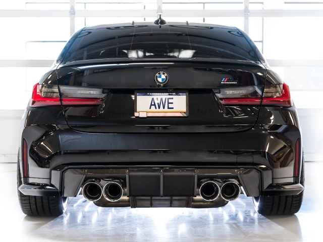AWE-TUNING SWITCHPATH Cat-Back Exhaust w/ Quad Chrome Silver Tips (2021-2023 BMW M3, M3 competition, M4 & M4 competition) - Click Image to Close