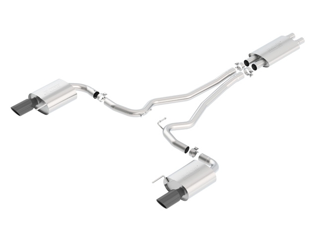 Borla Cat-Back Exhaust "Touring" w/ Black Chrome Tips, 2.5" (2015-2017 Mustang GT) - Click Image to Close