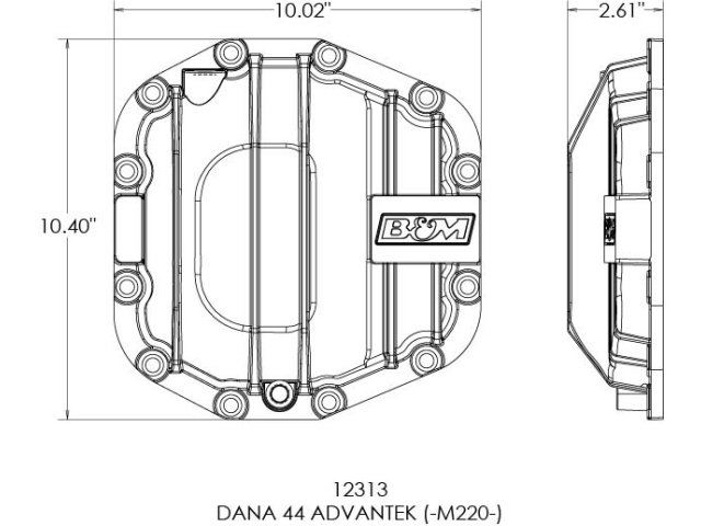 B&M Nodular Iron M220 Dana 44 AdvanTek Rear Differential Cover (2019-2024 Ford Bronco & Ranger & 2018-2024 Jeep Wrangler JL & JLU & Gladiator)