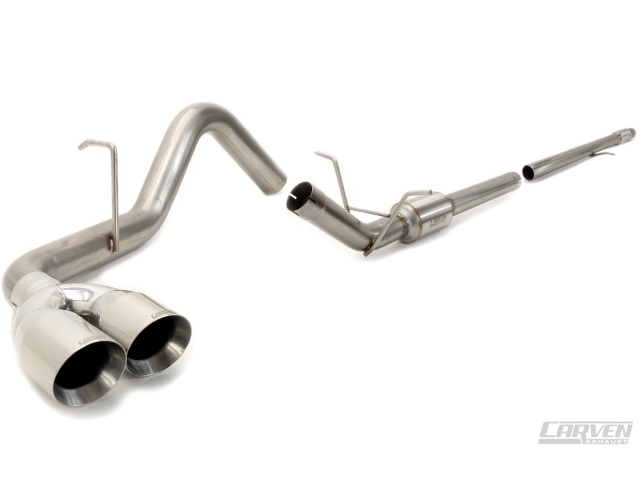 CARVEN "COMPETITOR SERIES" Cat-Back Exhaust w/ Polished Tips (2010-2018 Silverado & Sierra 4.8L & 5.3L V8) - Click Image to Close