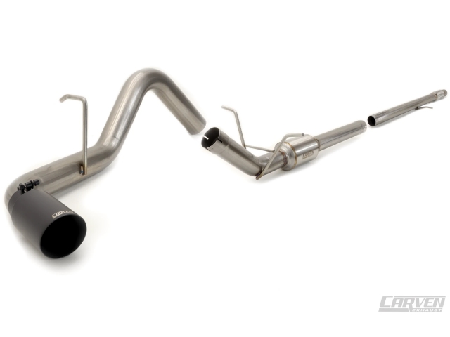 CARVEN "COMPETITOR SERIES" Cat-Back Exhaust w/ Ceramic Coated Black Tip (2019-2020 Silverado & Sierra 5.3L V8) - Click Image to Close