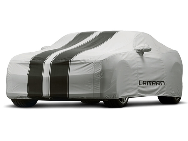 GM Outdoor Car Cover, Gray w/ Black Stripes (2010-2012 Camaro)