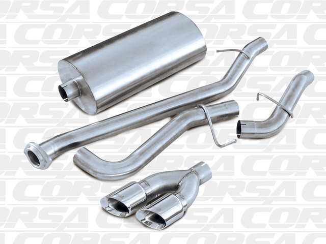 CORSA SPORT 3.0" Single Side Exit Cat-Back Exhaust w/ Twin 4.0" Polished Tips (2002-2006 Tahoe & Yukon 5.3L V8) - Click Image to Close