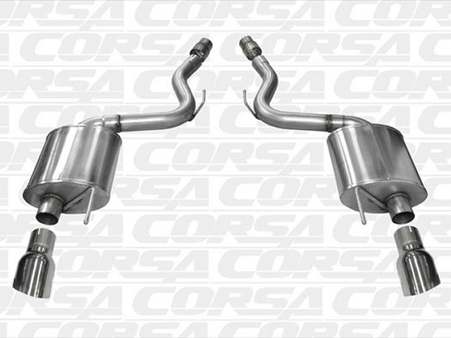 CORSA TOURING 3.0" Dual Rear Exit Cat-Back Exhaust w/ 4.5" Polished Tips (2015-2017 Mustang GT) - Click Image to Close