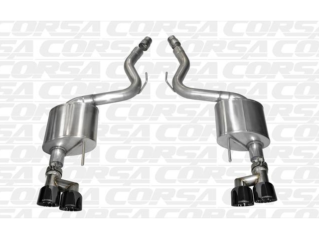 CORSA SPORT 3.0" Dual Rear Exit Axle-Back Exhaust w/ Twin 4.0" Black Tips (2015-2018 Mustang GT)