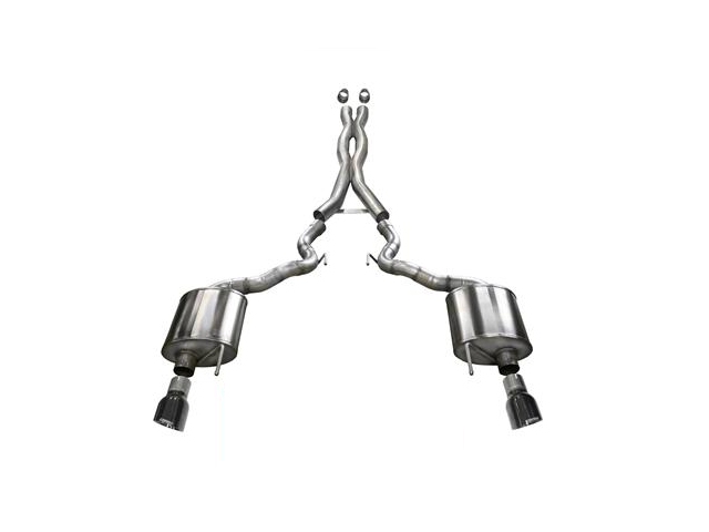 CORSA XTREME 2.75" Dual Rear Exit Cat-Back Exhaust w/ Single 4.5" Black Tips (2015-2017 Mustang GT) - Click Image to Close