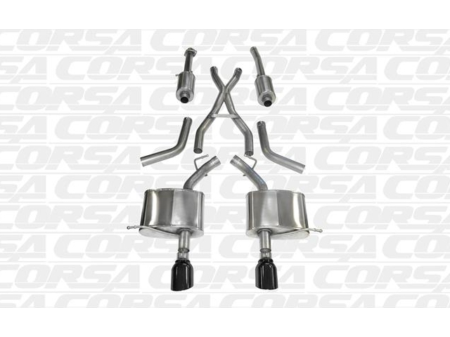 CORSA SPORT 2.5" Dual Rear Exit Cat-Back Exhaust w/ Single 4.5" Black PVD Tips (2011-2017 Durango 5.7L HEMI) - Click Image to Close