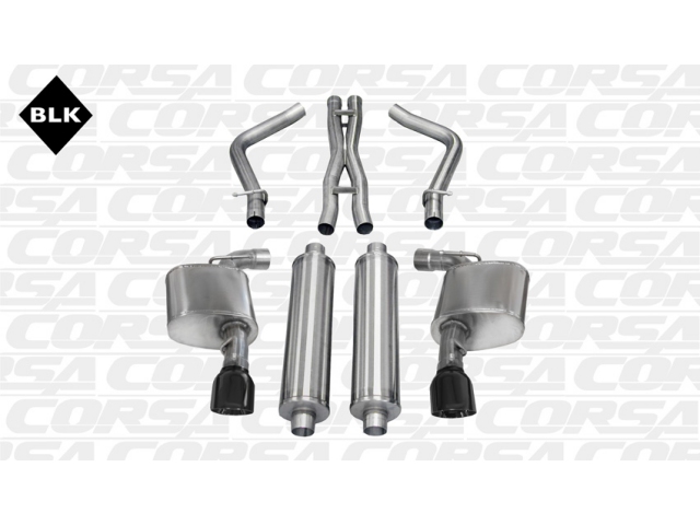CORSA SPORT 2.75" Dual Rear Exit Cat-Back Exhaust w/ Single 4.5" Black PVD Tips - Click Image to Close