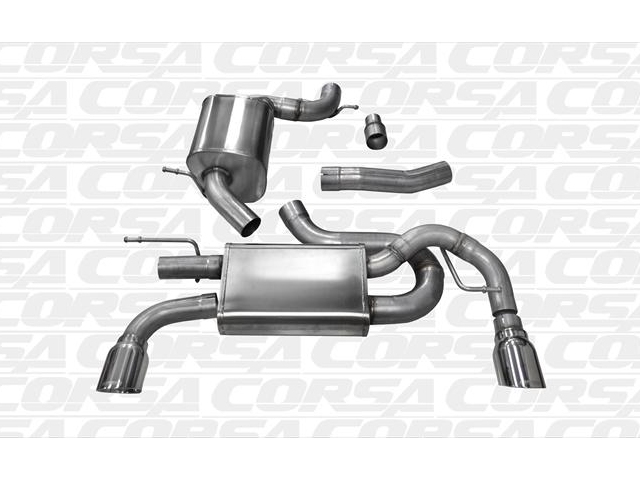 CORSA TOURING 3.0" Dual Rear Exit Cat-Back Exhaust w/ Single 4.0" Polished Tips (2010-2014 Golf GTI) - Click Image to Close