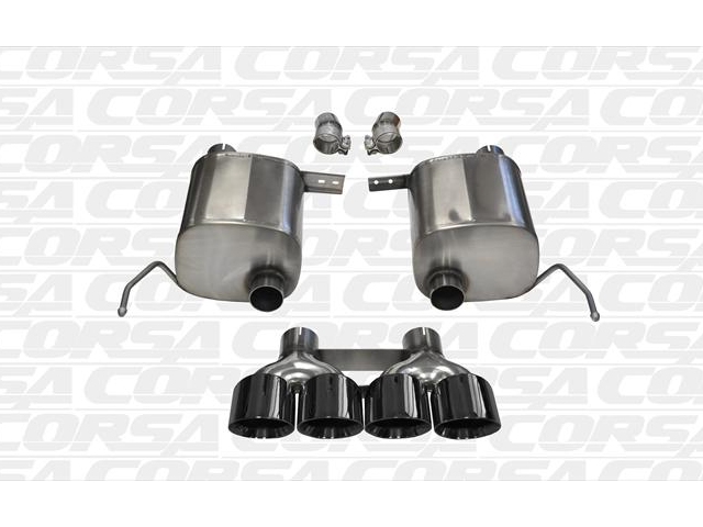 CORSA SPORT 2.75" Dual Rear Exit Valve-Back Exhaust w/ Quad 4.5" Black PVD Tips (2014-2017 Corvette Stingray & Grand Sport) - Click Image to Close