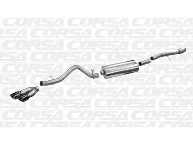 CORSA SPORT 3.5" Single Side Exit Cat-Back Exhaust w/ Twin 4.5" Black Tips (2014 Silverado & Sierra 1500 6.2L) - Click Image to Close