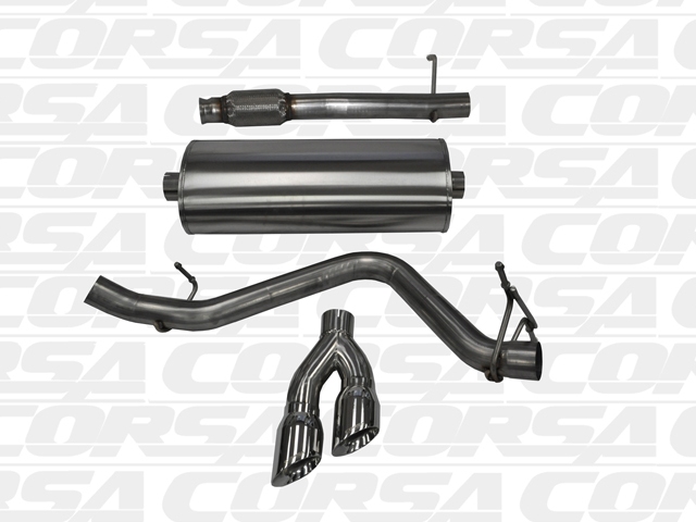CORSA SPORT 3.0" Single Side Exit Cat-Back Exhaust w/ Twin 4.0" Polished Tips (2014 Silverado & Sierra 1500 5.3L) - Click Image to Close