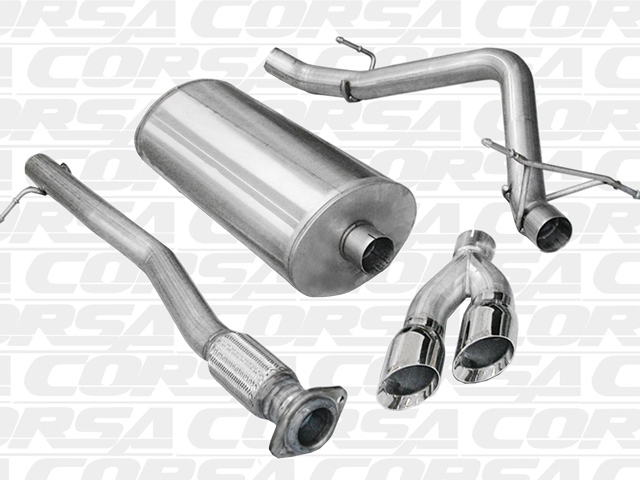 CORSA SPORT 3.0" Single Side Exit Cat-Back Exhaust w/ Twin 4.0" Polished Tips (2009 Silverado & Sierra 1500 4.8L & 5.3L)