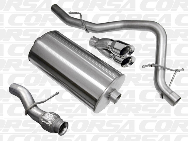 CORSA SPORT 3.0" Single Rear Exit Cat-Back Exhaust w/ Twin 4.0" Polished Tips (2009-2014 Tahoe & Yukon 5.3L V8)