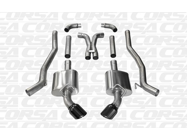 CORSA XTREME 3.0" Dual Rear Exit Cat-Back Exhaust w/ Single 4.5" Black PVD Tips (2010-2015 Camaro LS3) - Click Image to Close