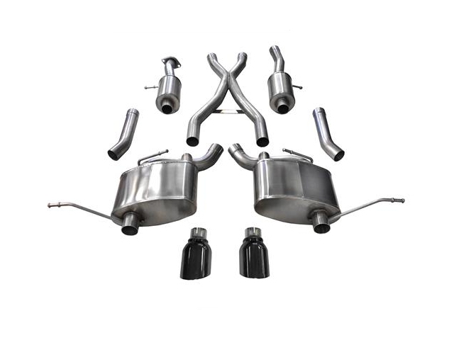 CORSA SPORT 2.5" Dual Rear Exit Cat-Back Exhaust w/ Twin 4.5" Black PVD Tips (2011-2017 Grand Cherokee 5.7L HEMI) - Click Image to Close
