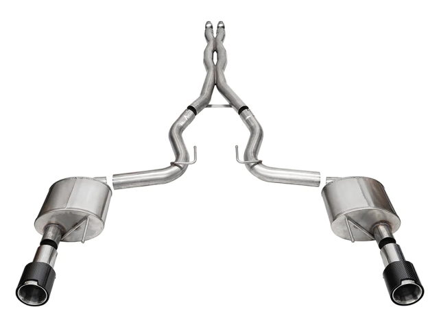 CORSA XTREME 3" Dual Rear Exit Cat-Back Exhaust w/ 4.5" Polished Carbon Fiber Tips (2024 Ford Mustang GT)