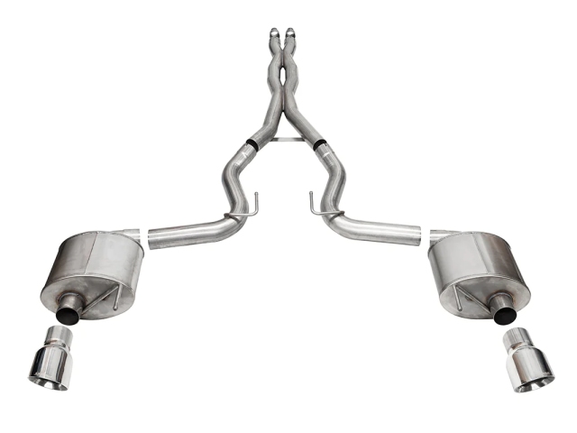 CORSA SPORT 3" Dual Rear Exit Cat-Back Exhaust w/ 4.5" Polished PRO-SERIES Tips (2024 Ford Mustang GT) - Click Image to Close