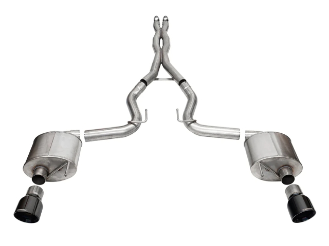 CORSA SPORT 3" Dual Rear Exit Cat-Back Exhaust w/ 4.5" Black PVD PRO-SERIES Tips (2024 Ford Mustang GT) - Click Image to Close