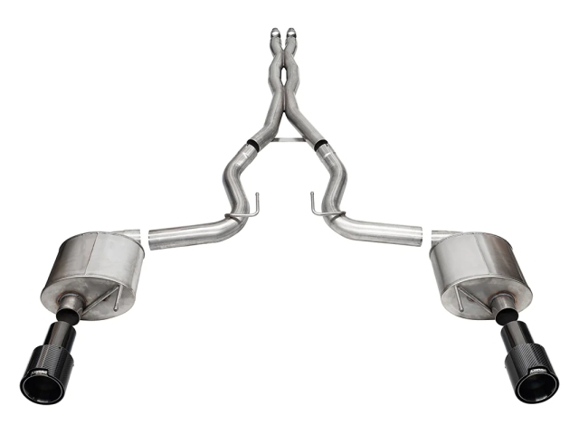 CORSA SPORT 3" Dual Rear Exit Cat-Back Exhaust w/ 4.5" Black PVD Carbon Fiber Tips (2024 Ford Mustang GT)