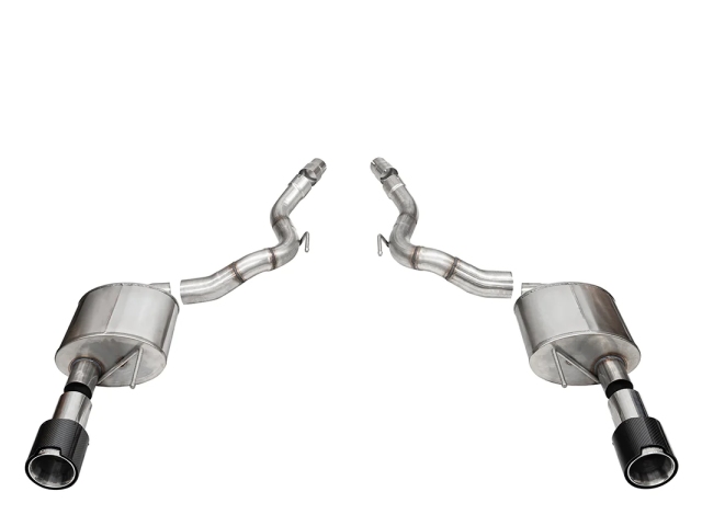 CORSA SPORT 3" Dual Rear Exit Axle-Back Exhaust w/ 4.5" Polished Carbon Fiber Tips (2024 Ford Mustang GT) - Click Image to Close