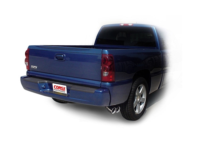 CORSA SPORT 3.0" Single Side Exit Cat-Back Exhaust w/ Twin 4.0" Polished Tips (2003-2006 Silverado SS) - Click Image to Close