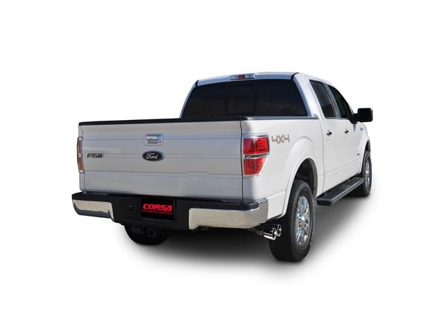 CORSA SPORT 3.0" Single Side Exit Cat-Back Exhaust w/ Twin 4.0" Polished Tips (2011-2014 F-150 3.5L EcoBoost) - Click Image to Close